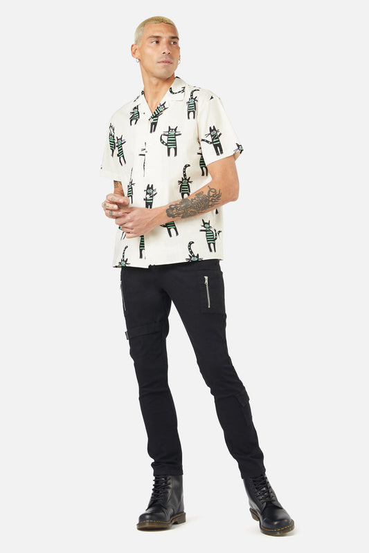 Dangerfield - Peculiar Puss Summer Shirt - cream