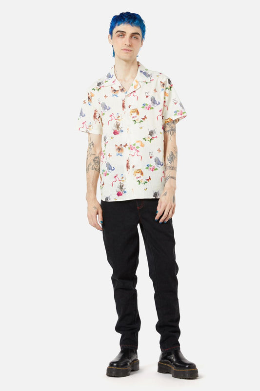 Dangerfield - Kitsch Kitty SS Shirt - cream