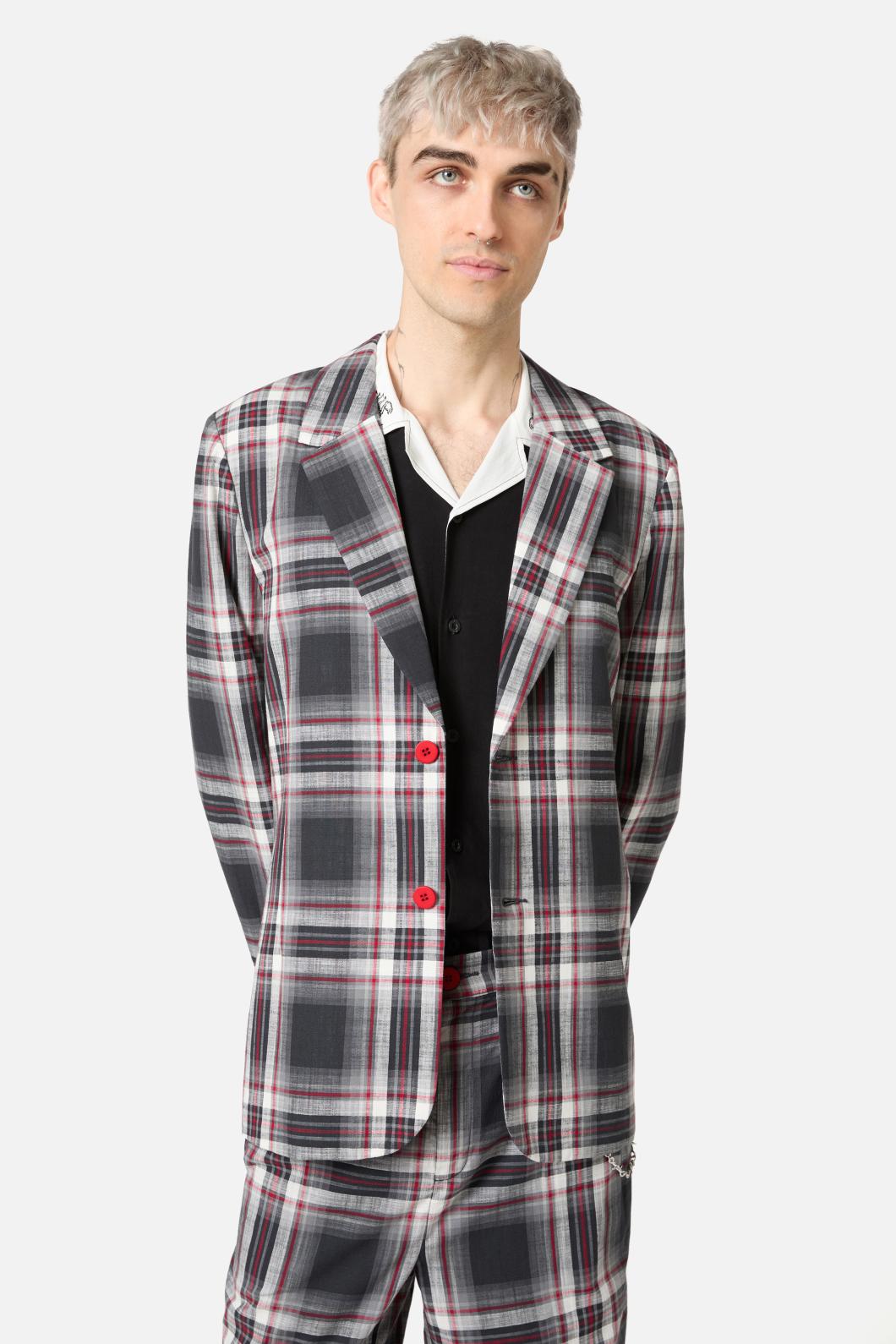 Dangerfield - Moggy Tartan Blazer - grey