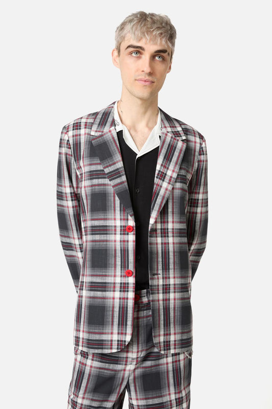 Dangerfield - Moggy Tartan Blazer - grey