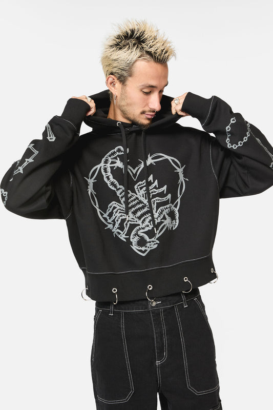 Dangerfield - Scorpion Gothic Crop Hoodie - black