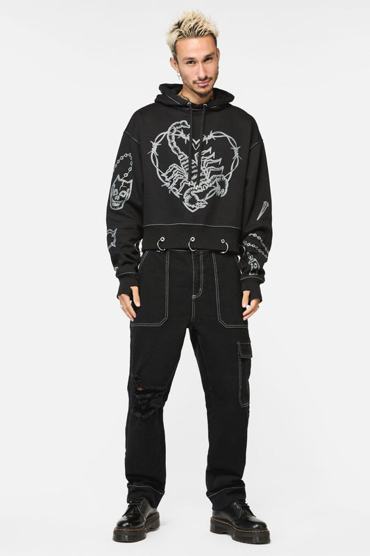 Dangerfield - Scorpion Gothic Crop Hoodie - black