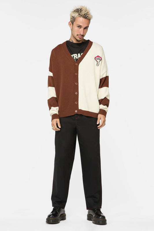 Dangerfield - Racoon Stripes Cardigan - brown-cream