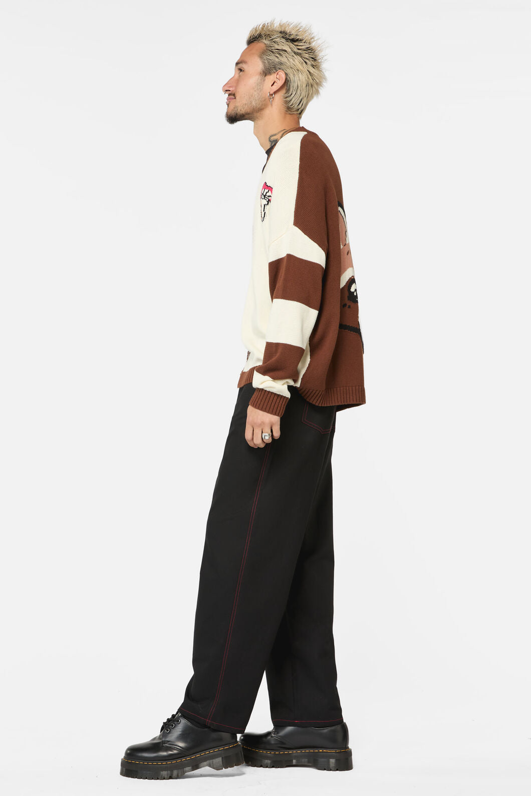 Dangerfield - Racoon Stripes Cardigan - brown-cream