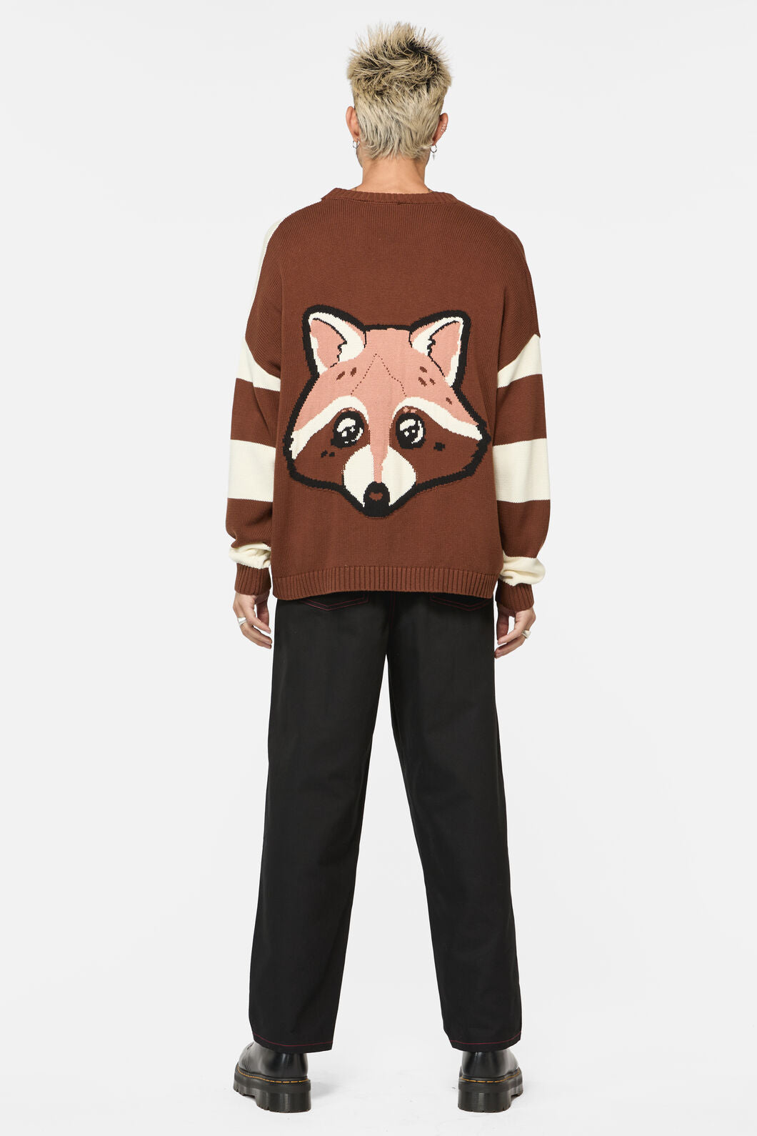 Dangerfield - Racoon Stripes Cardigan - brown-cream