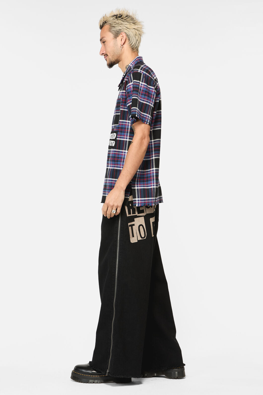 Dangerfield - Edgy Tartan SS Shirt - blue-red