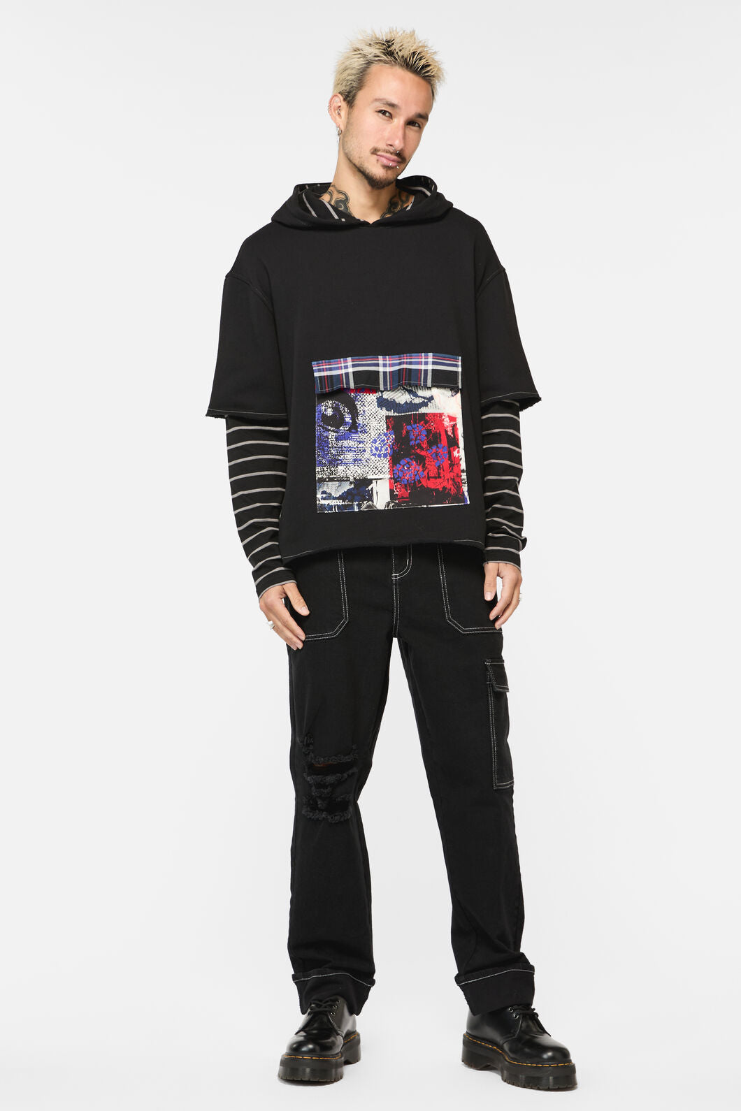Dangerfield - Rot Contrast Sleeve Hoodie - black