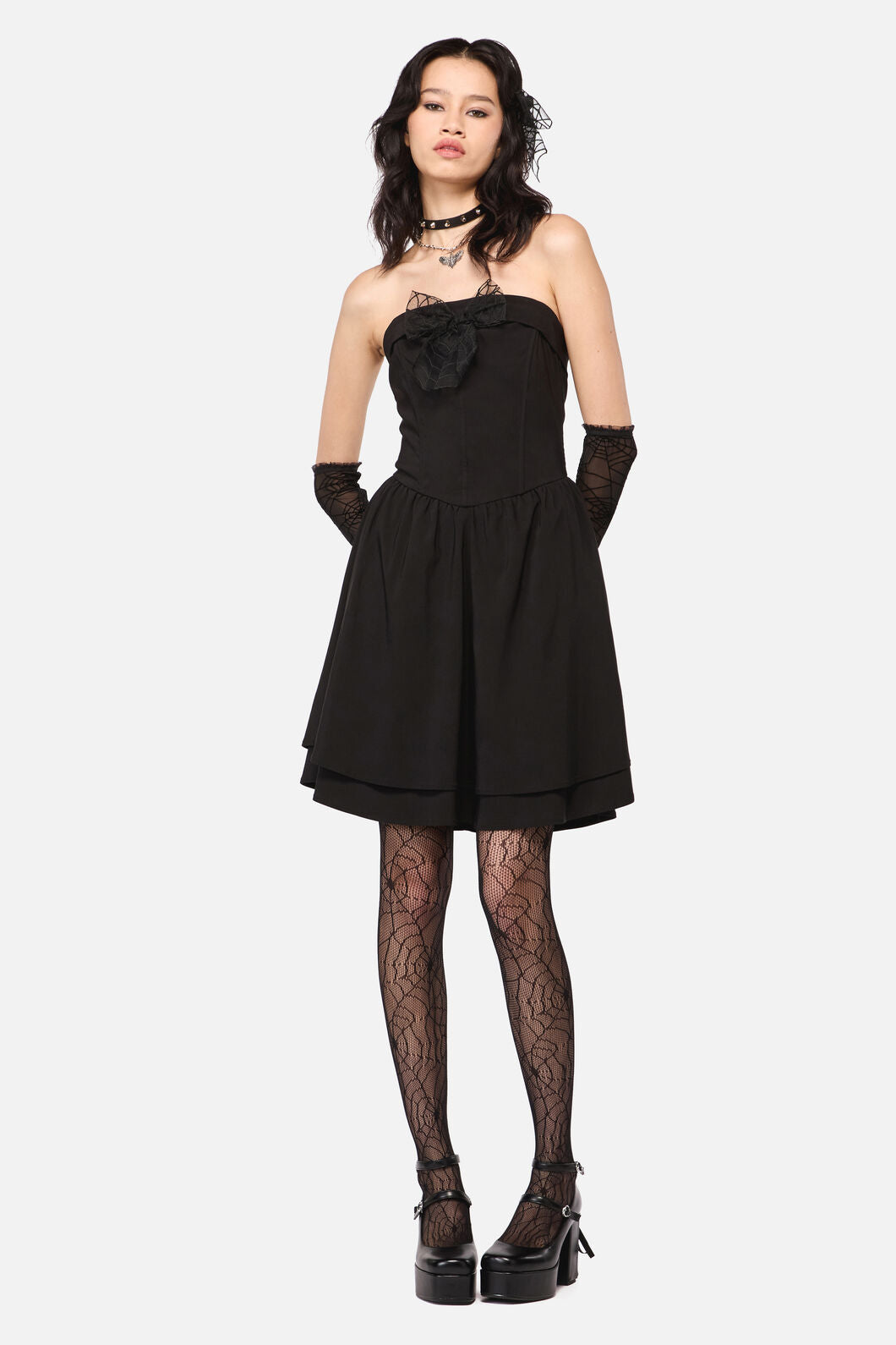 Dangerfield - RococoLifeGothSpiderWTrimDress - black