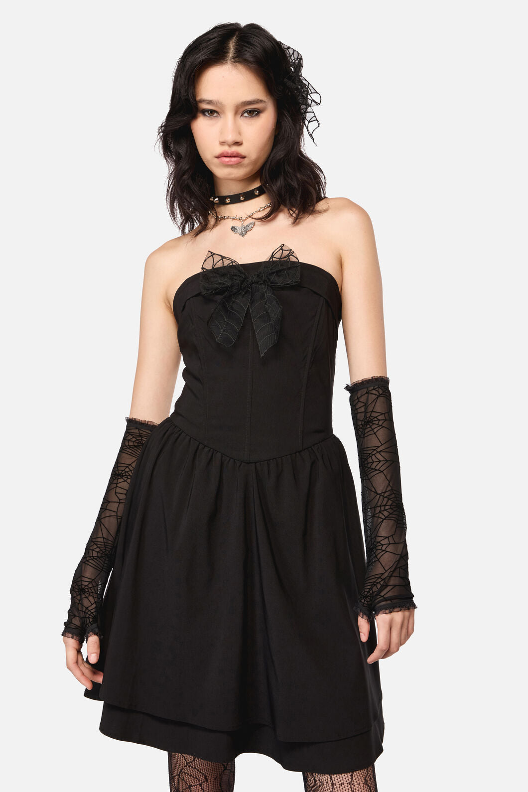 Dangerfield - RococoLifeGothSpiderWTrimDress - black