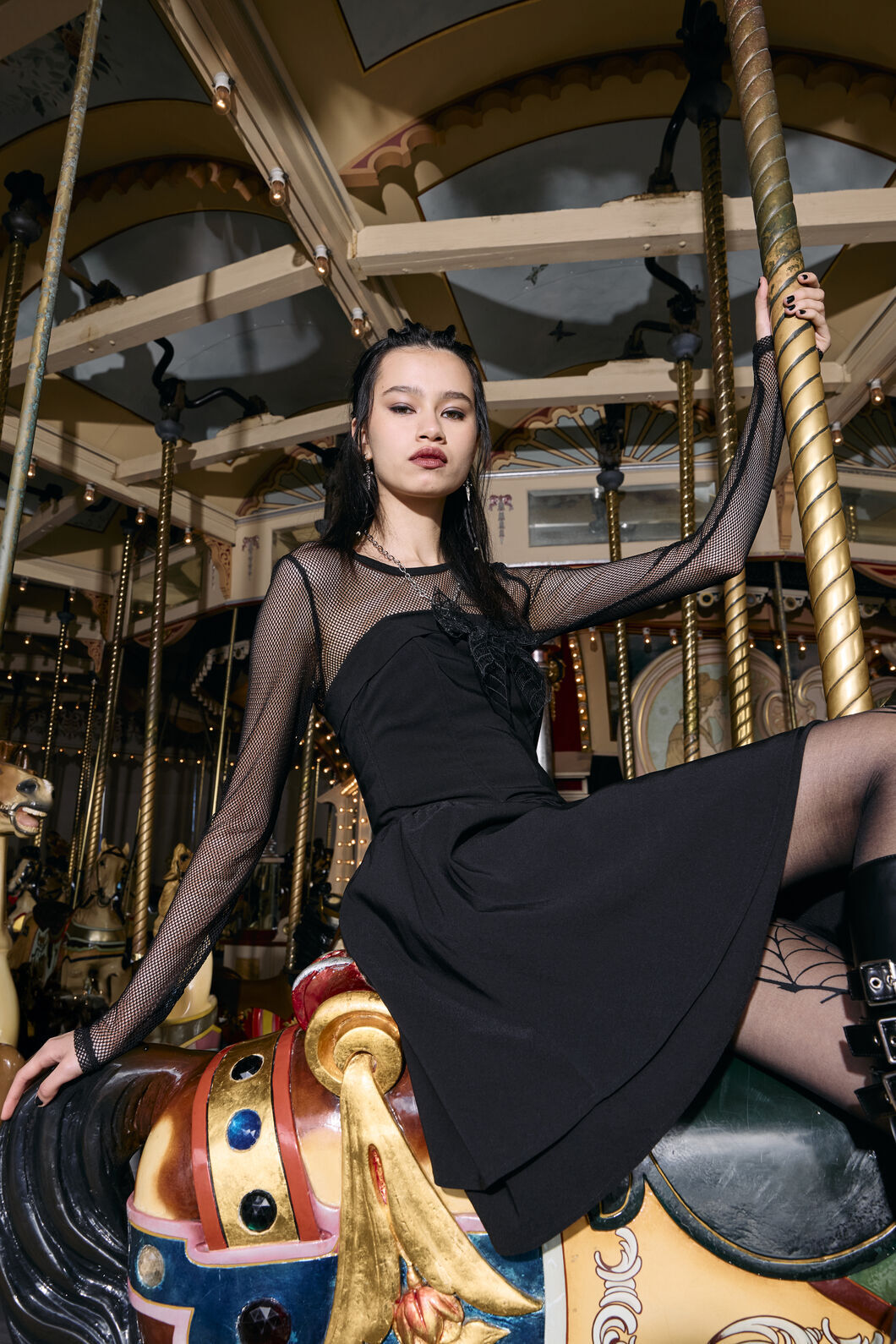 Dangerfield - RococoLifeGothSpiderWTrimDress - black