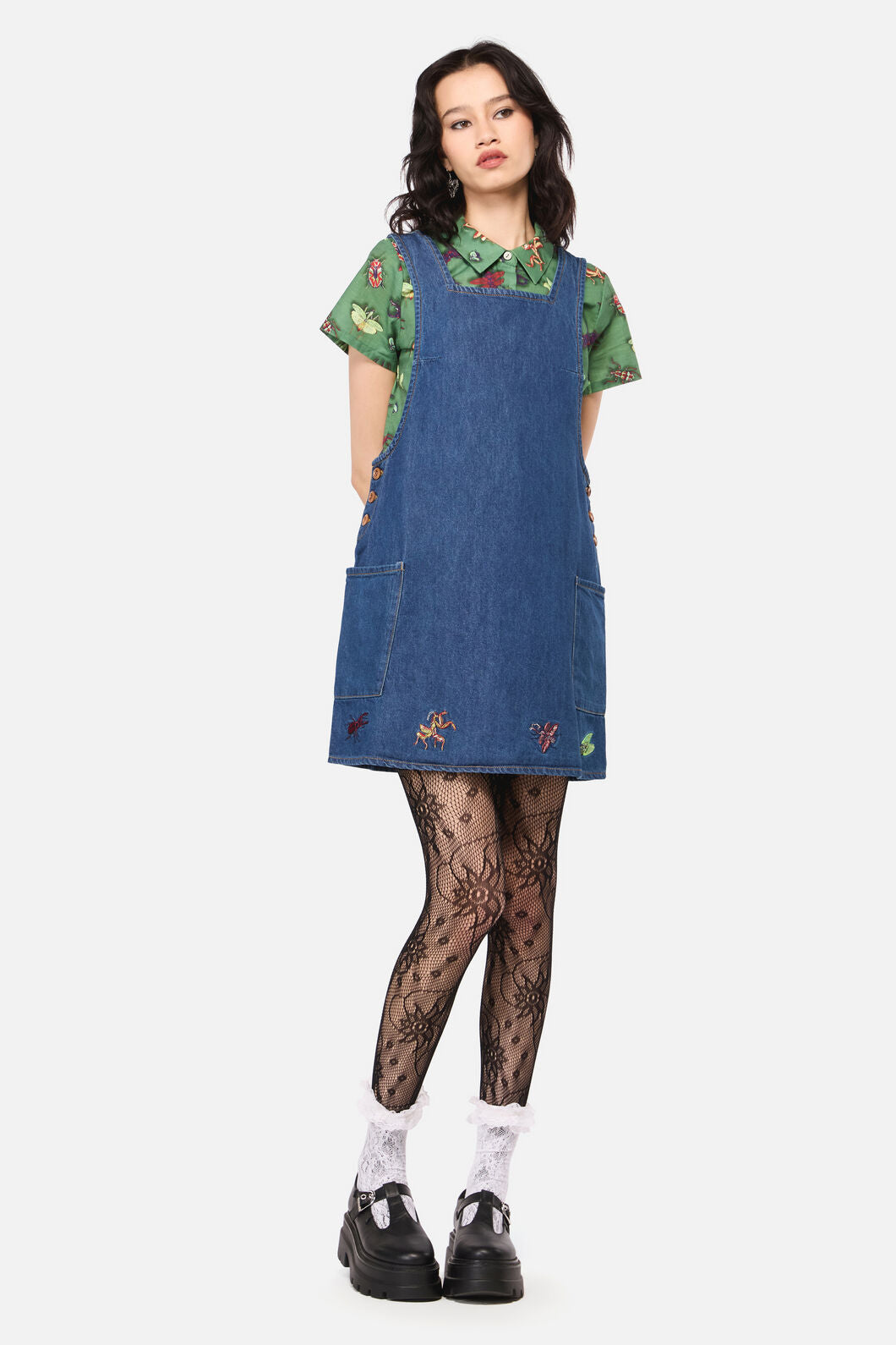Dangerfield - Bugs GaloreEmbroideredPinafore - blue