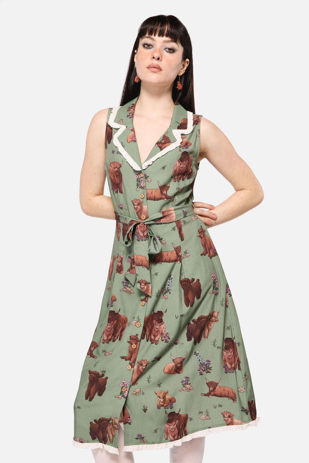 Dangerfield - Highland Fling Ruffle Dress - green