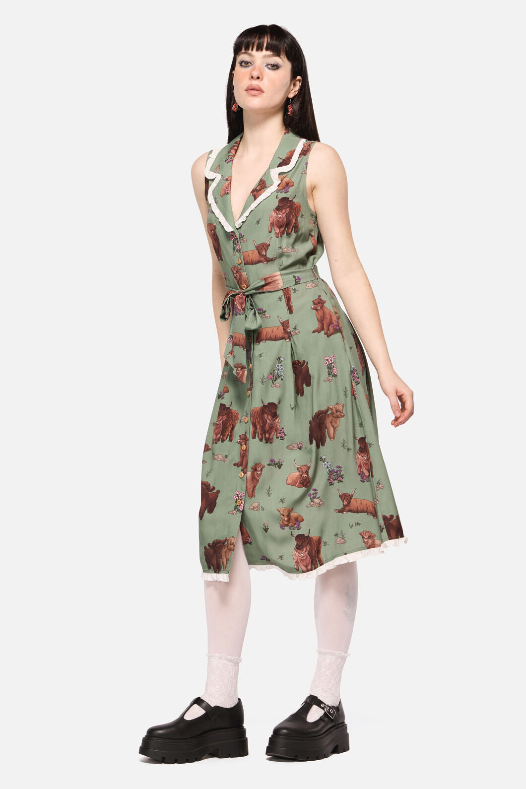 Dangerfield - Highland Fling Ruffle Dress - green
