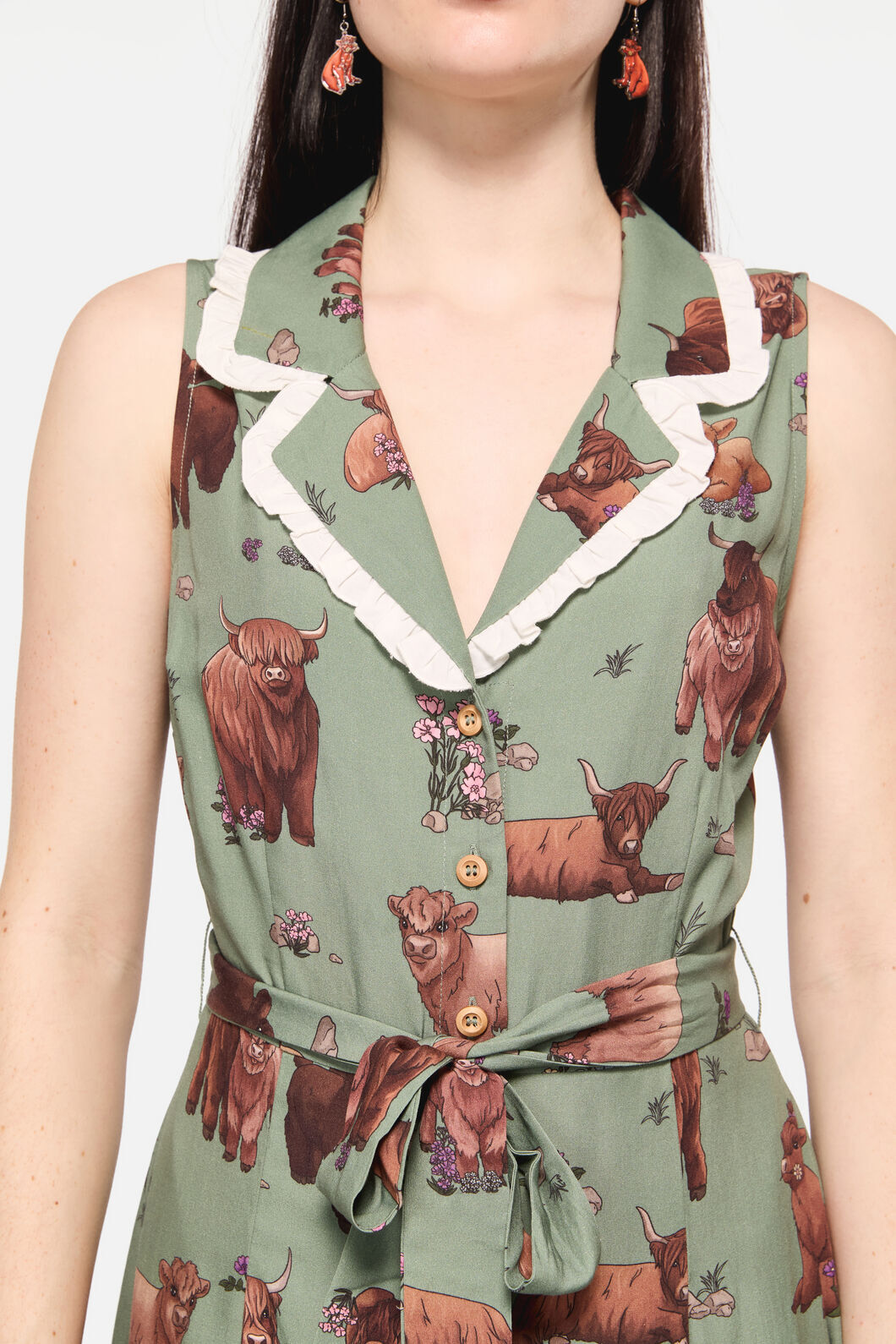 Dangerfield - Highland Fling Ruffle Dress - green