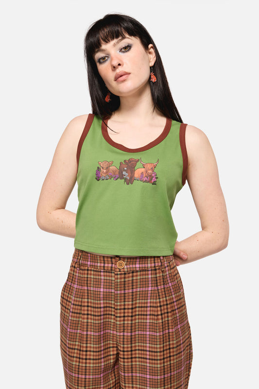 Dangerfield - Grazing Print Tank - green