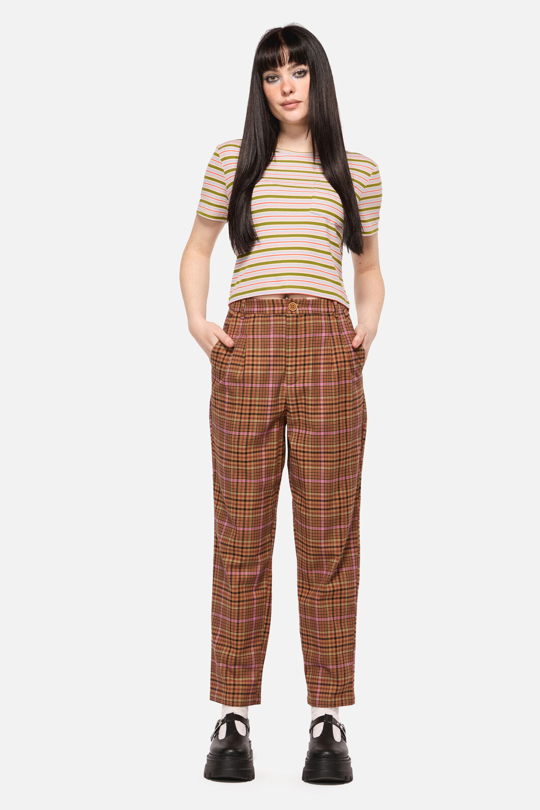 Dangerfield - Rustic Check Slim Fit Pants - brown
