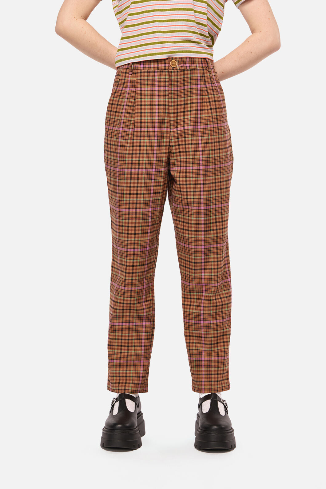 Dangerfield - Rustic Check Slim Fit Pants - brown