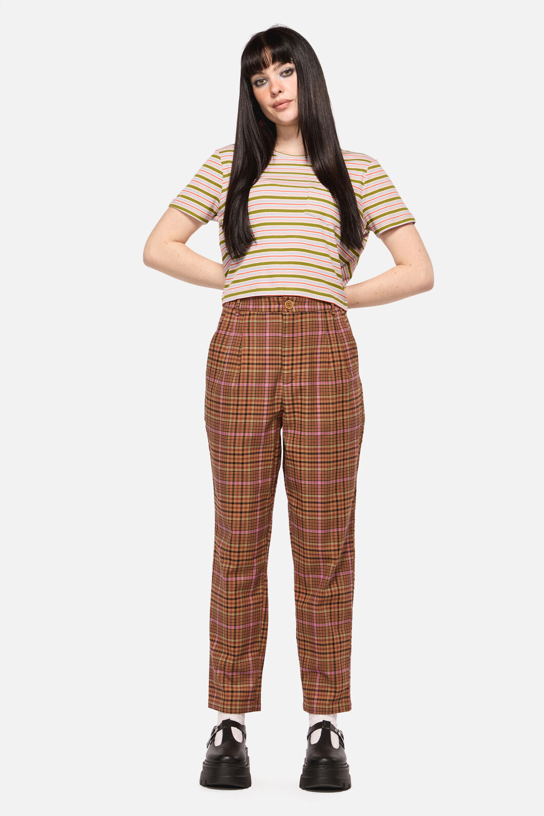 Dangerfield - Rustic Check Slim Fit Pants - brown