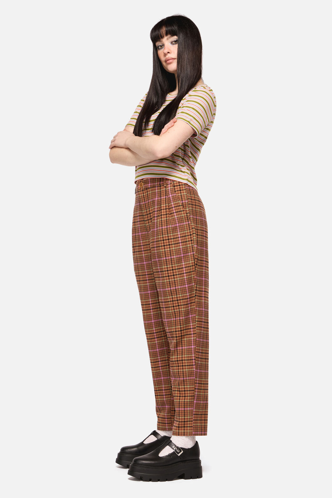 Dangerfield - Rustic Check Slim Fit Pants - brown