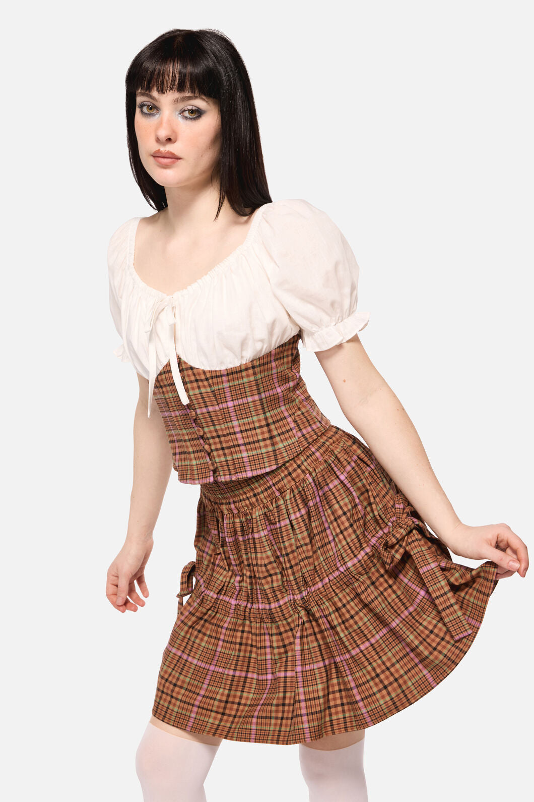 Dangerfield - Rustic Check Corset Top - brown