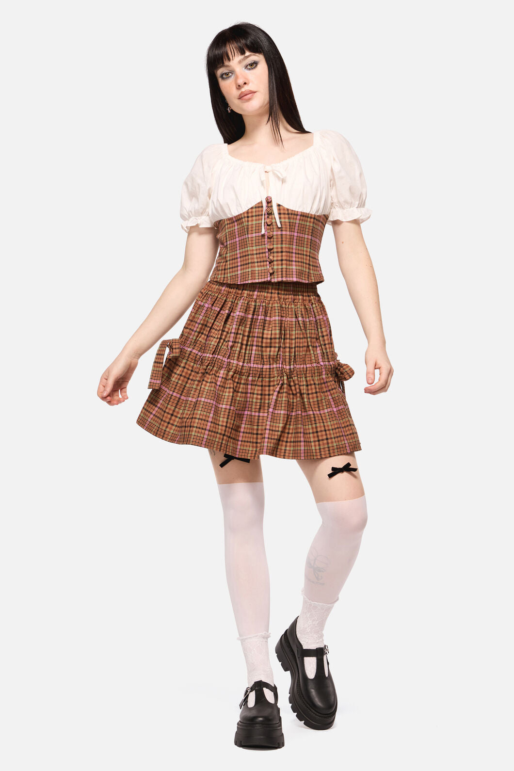 Dangerfield - Rustic Check Corset Top - brown