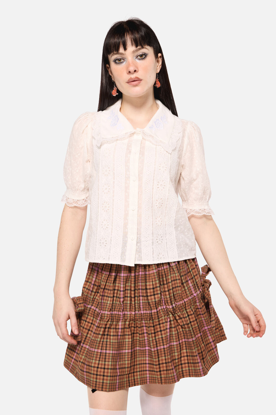 Dangerfield - Friendly Cow Broderie Blouse - white