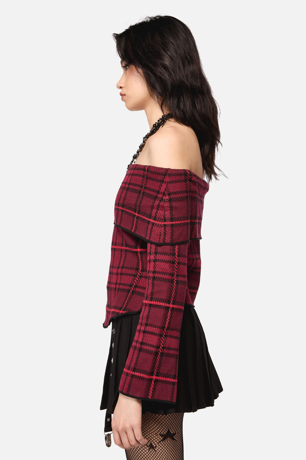 Dangerfield - Over It Tartan Knit Top - red