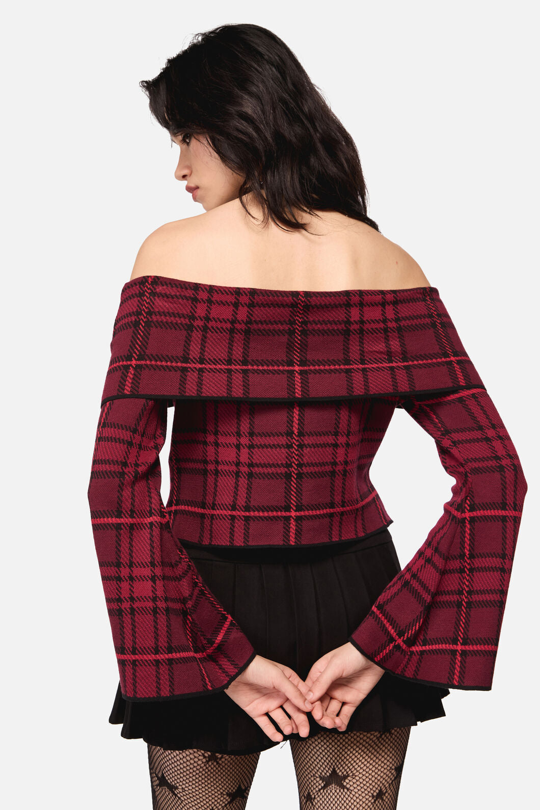 Dangerfield - Over It Tartan Knit Top - red