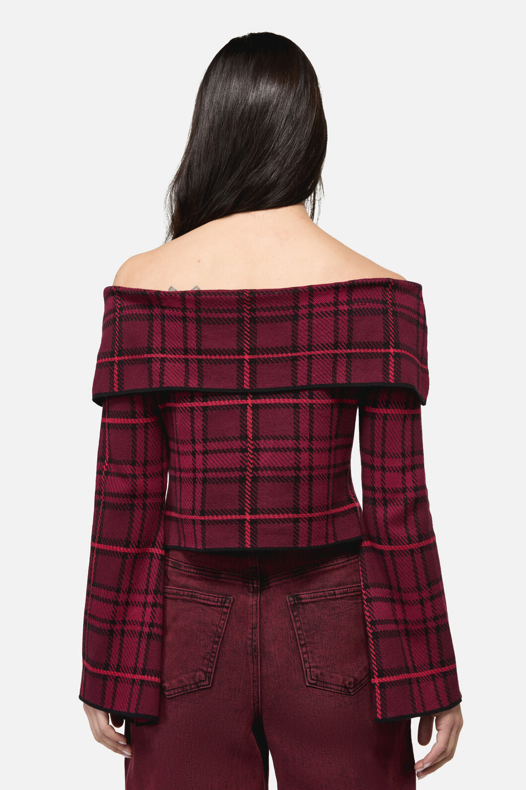 Dangerfield - Over It Tartan Knit Top - red
