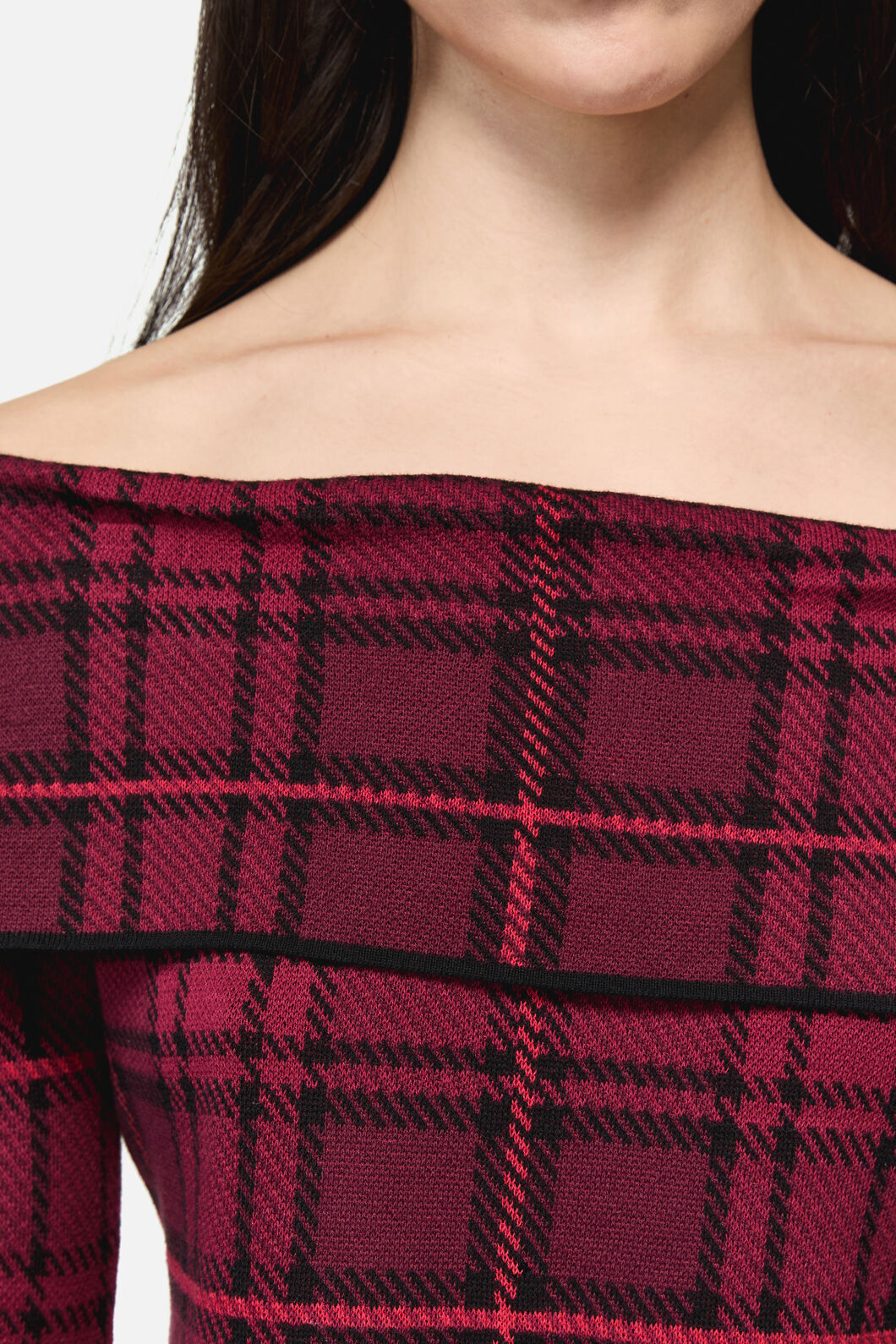 Dangerfield - Over It Tartan Knit Top - red