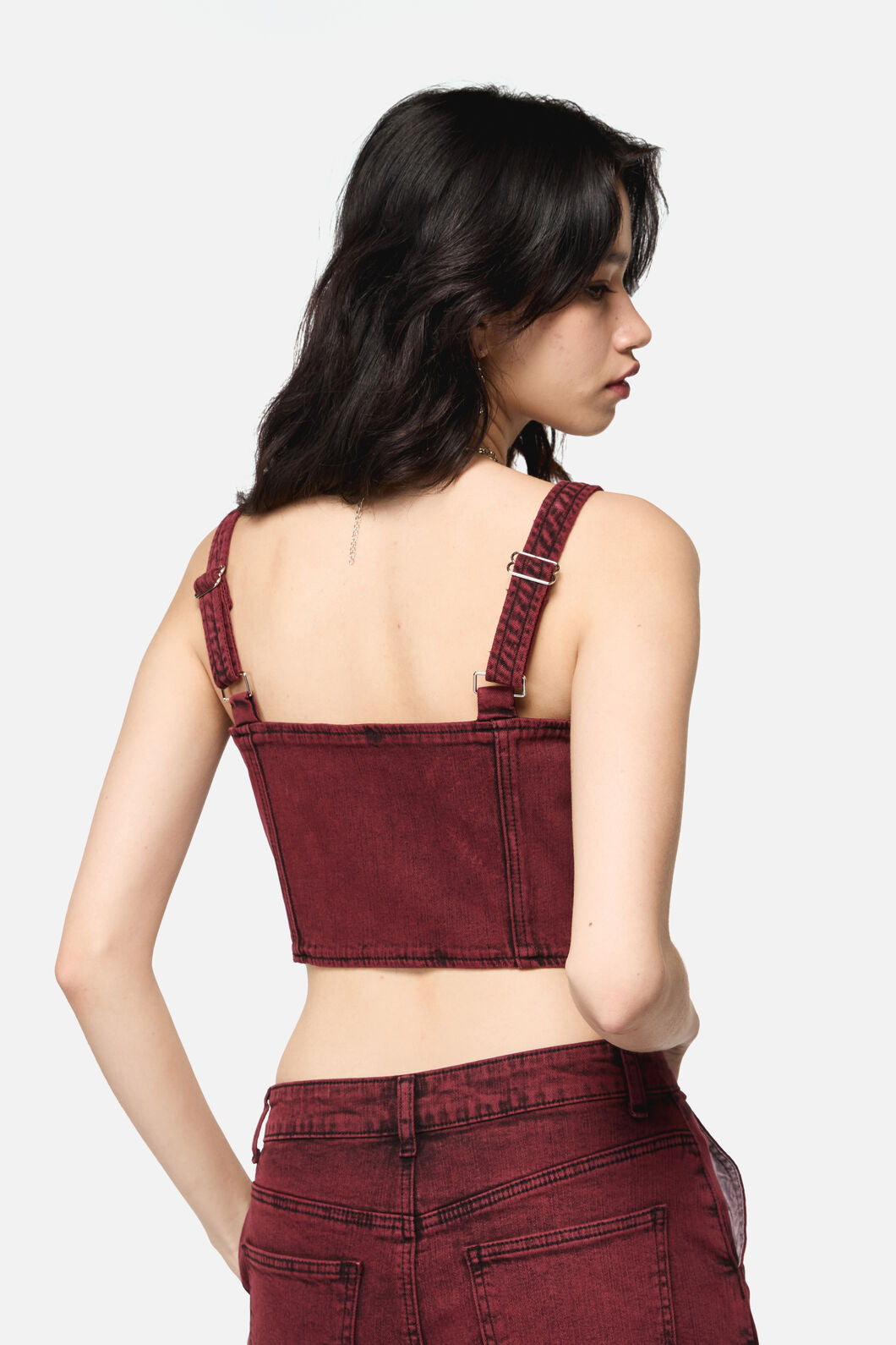 Dangerfield - Barb Denim Corset Top - red