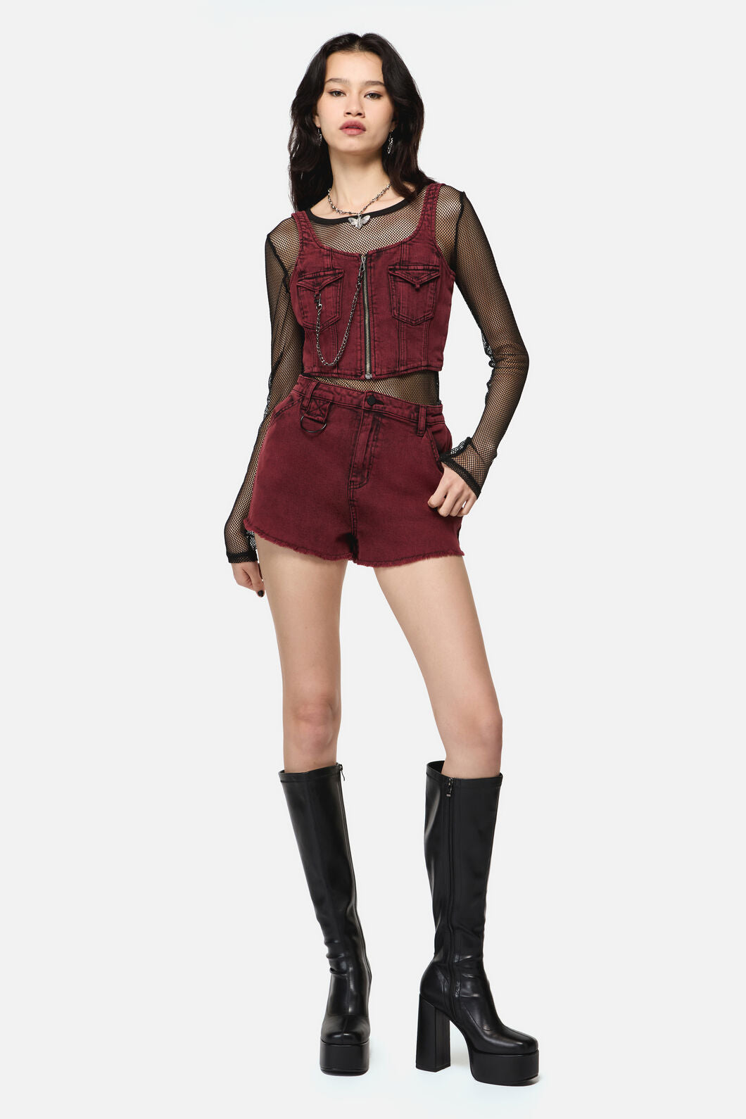 Dangerfield - Barb Denim Mini Short - red