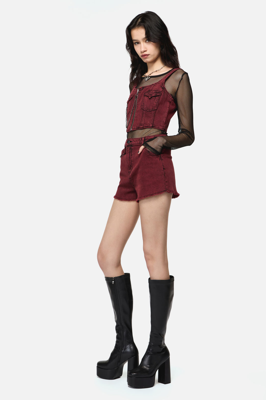 Dangerfield - Barb Denim Mini Short - red