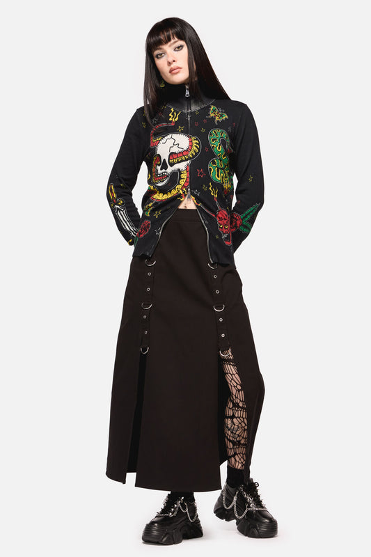 Dangerfield - Defiant Punk Trim Midi Skirt - black