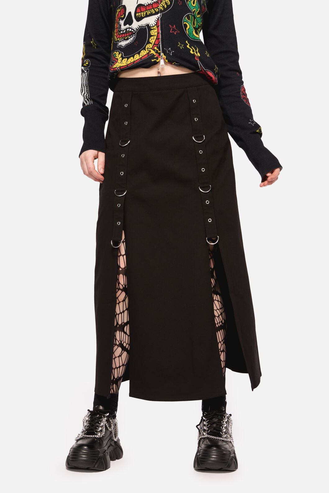 Dangerfield - Defiant Punk Trim Midi Skirt - black