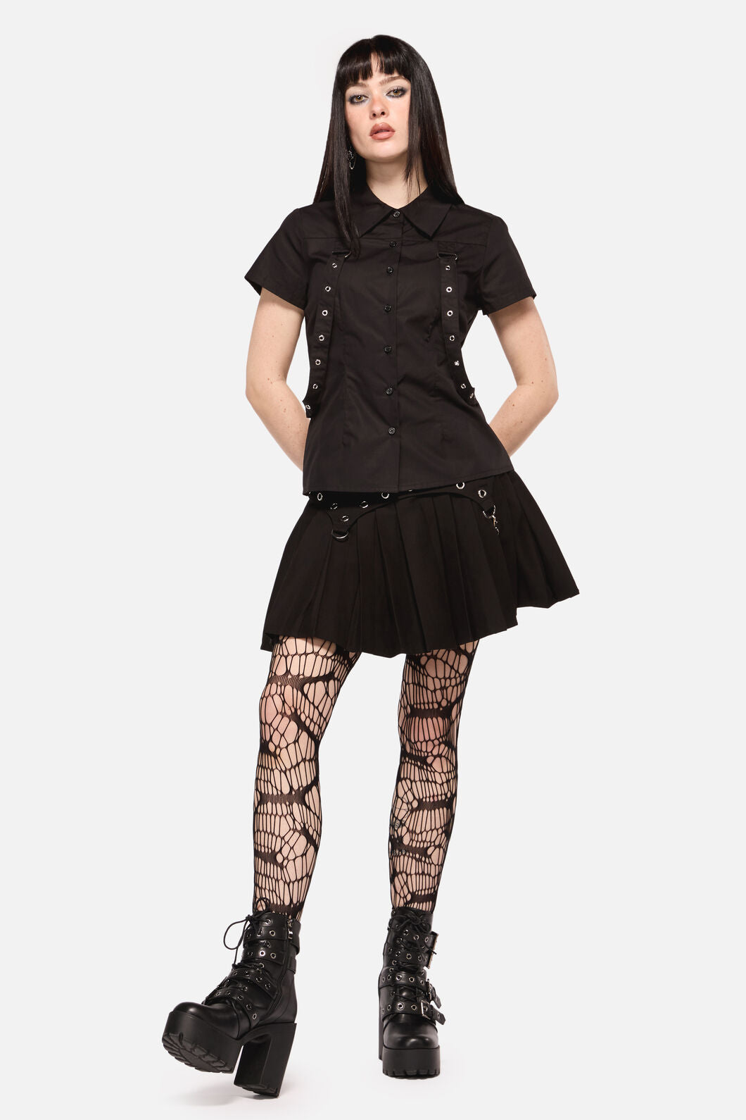 Dangerfield - Defiant Punk Trim Blouse - black