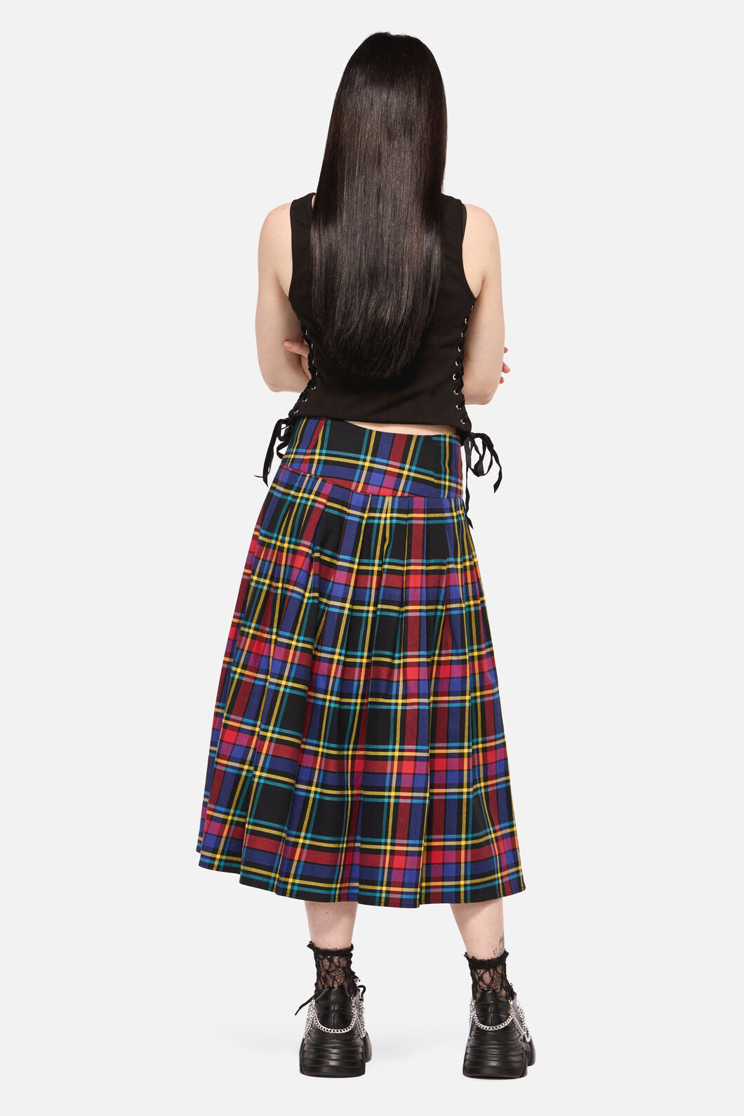 Dangerfield - Anarchic Tartan Midi Skirt - multi