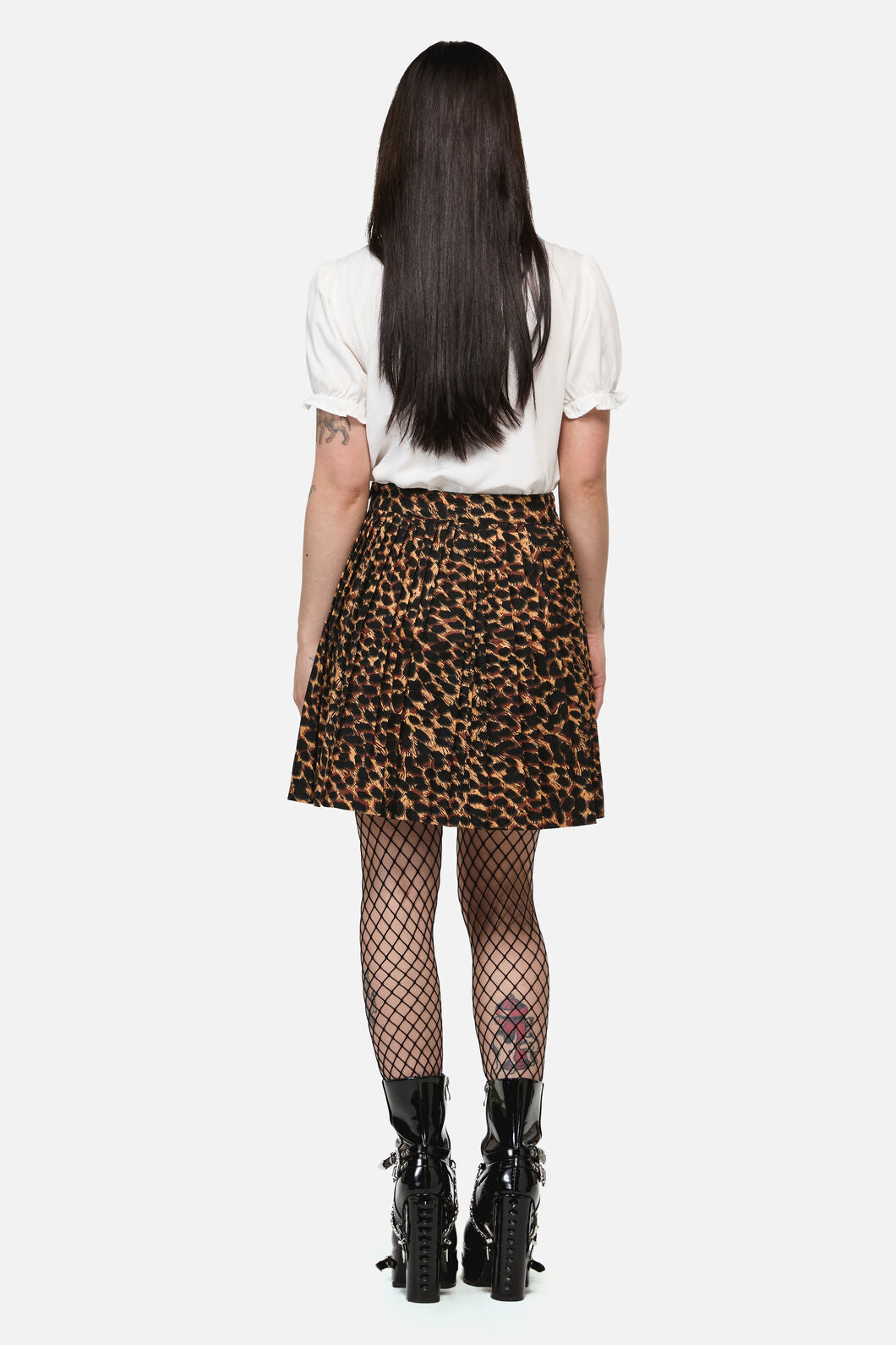 Dangerfield - Leopard Print Grunge Skirt - brown
