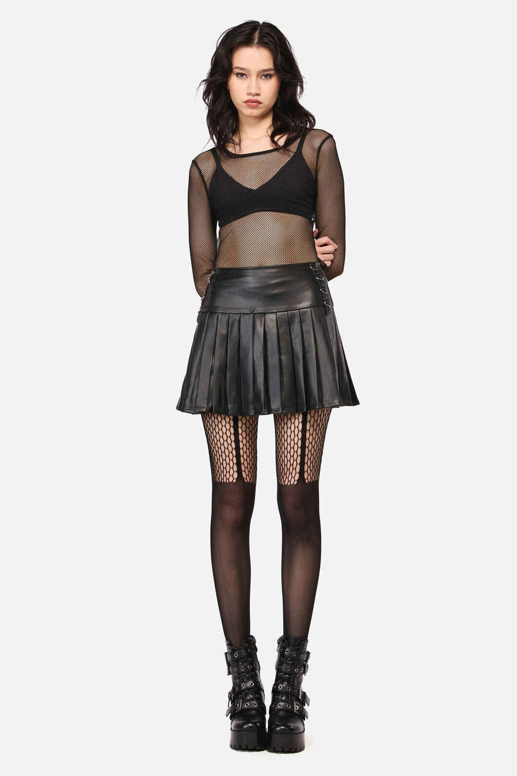 Dangerfield - Hallows Pleated D-Ring PUSkirt - black