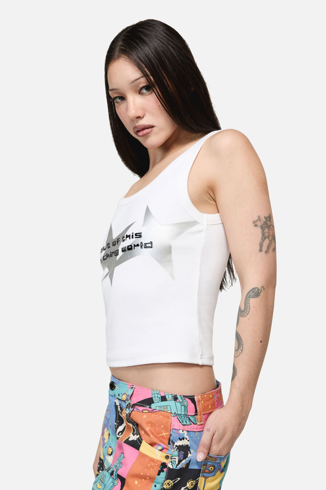 Dangerfield - Galactic Print Tank Top - cream