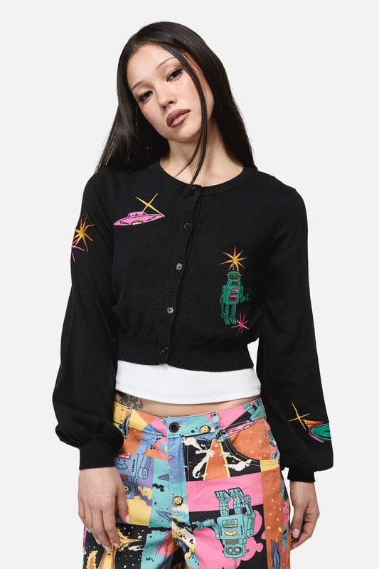 Dangerfield - Galactic Print Cardigan - black