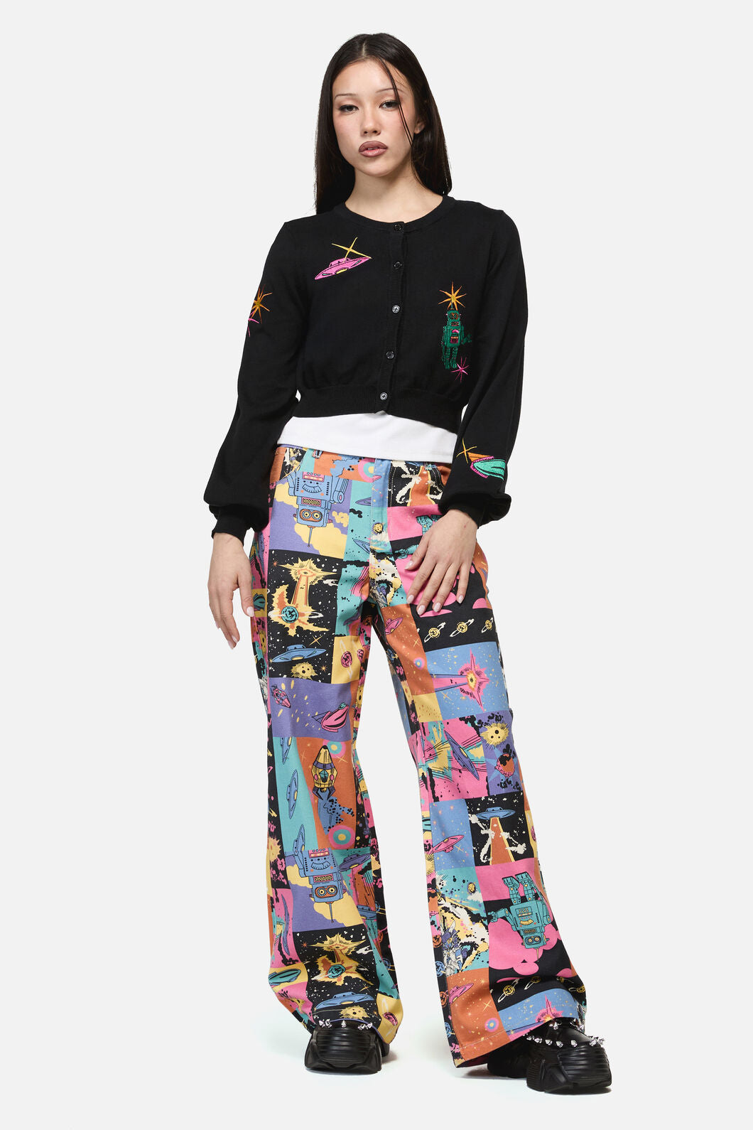 Dangerfield - Galactic Print Cardigan - black