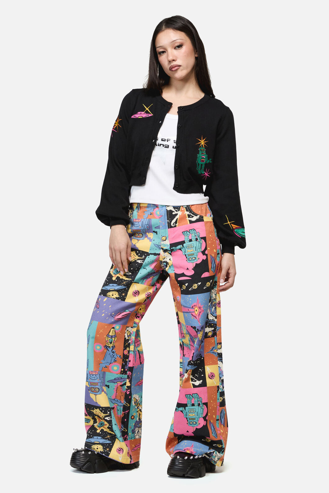 Dangerfield - Galactic Print Cardigan - black