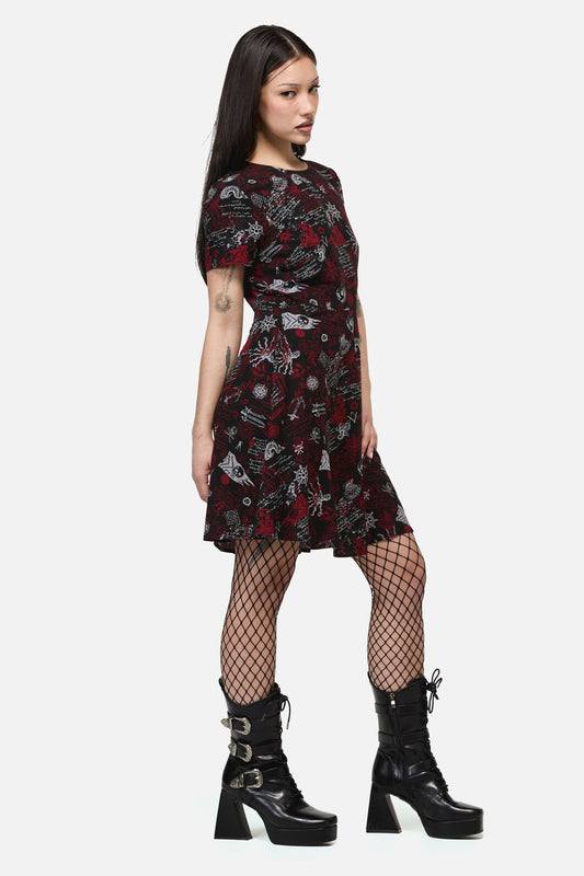 Dangerfield - Pirate Punk Print Dress - black