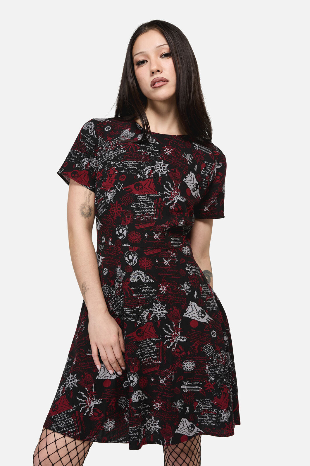 Dangerfield - Pirate Punk Print Dress - black