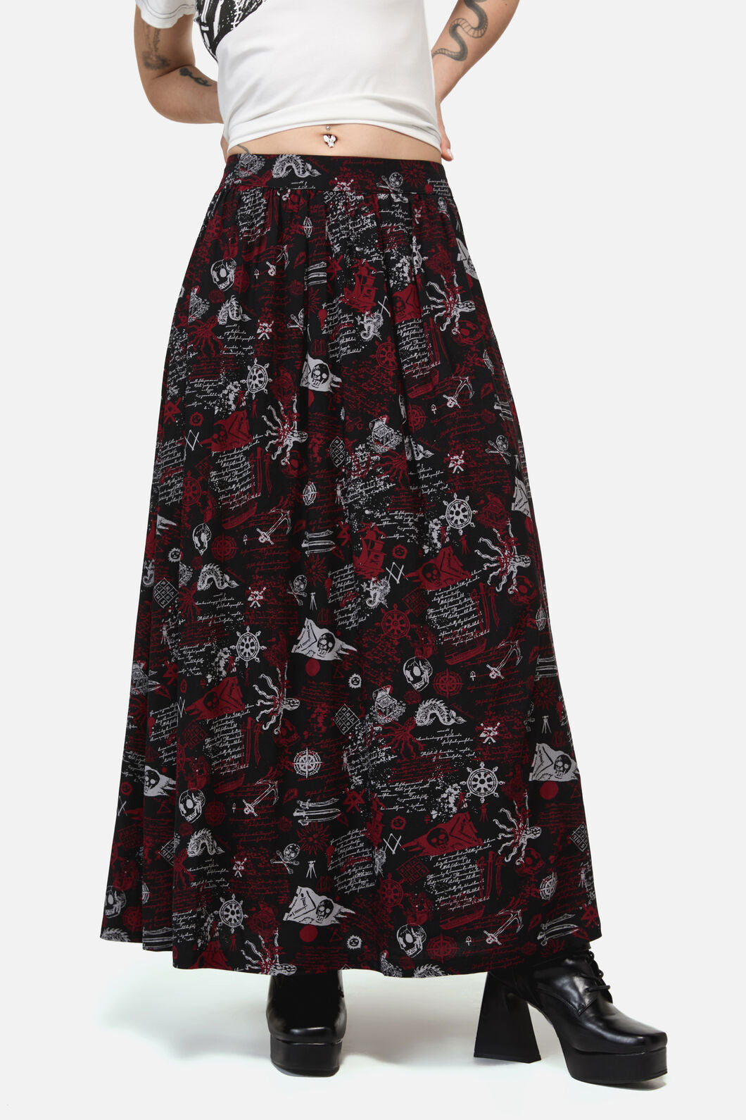Dangerfield - Pirate Punk Midi Skirt - black