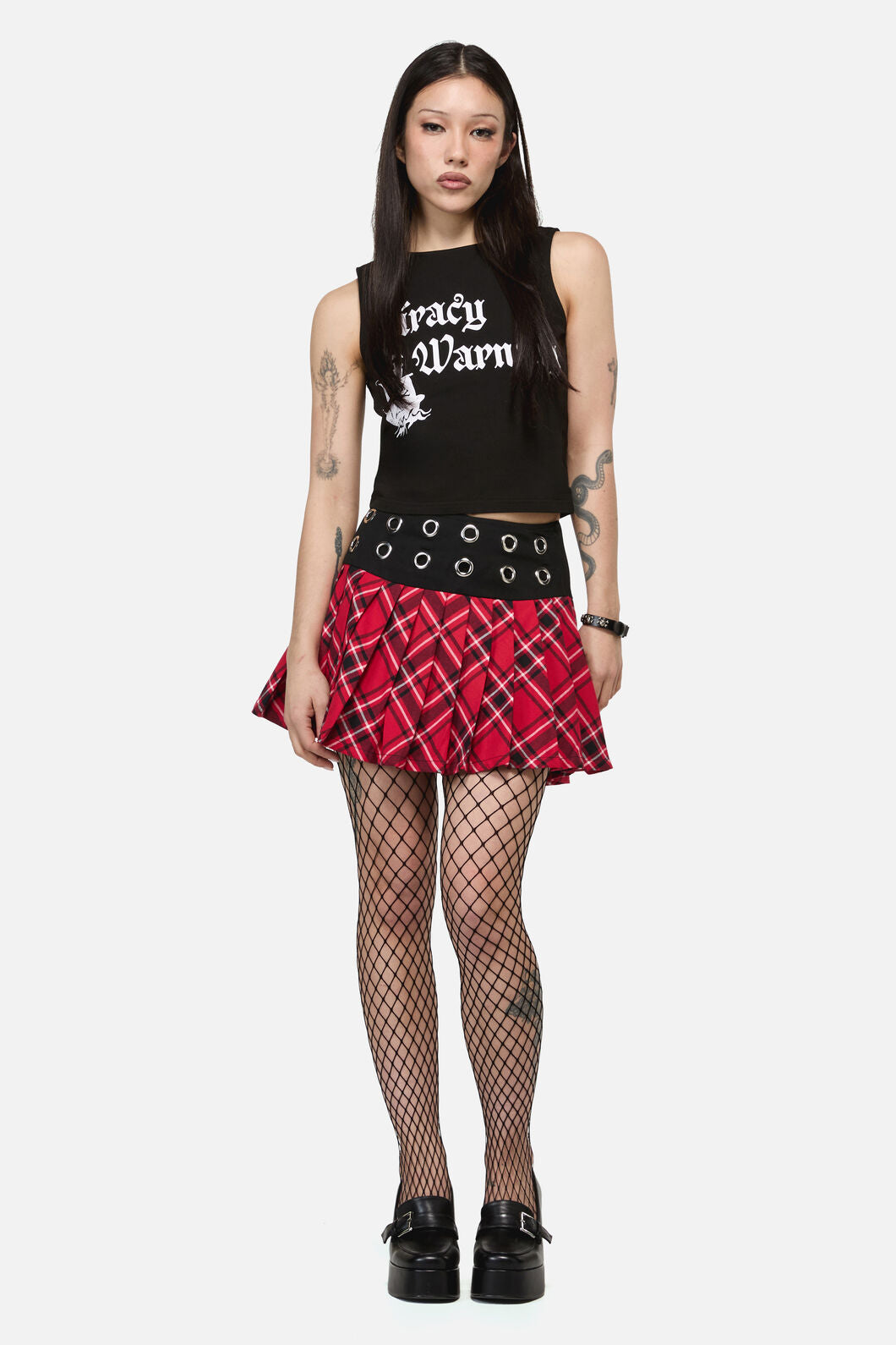 Dangerfield - Piracy Punk Tartan Mini Skort - red
