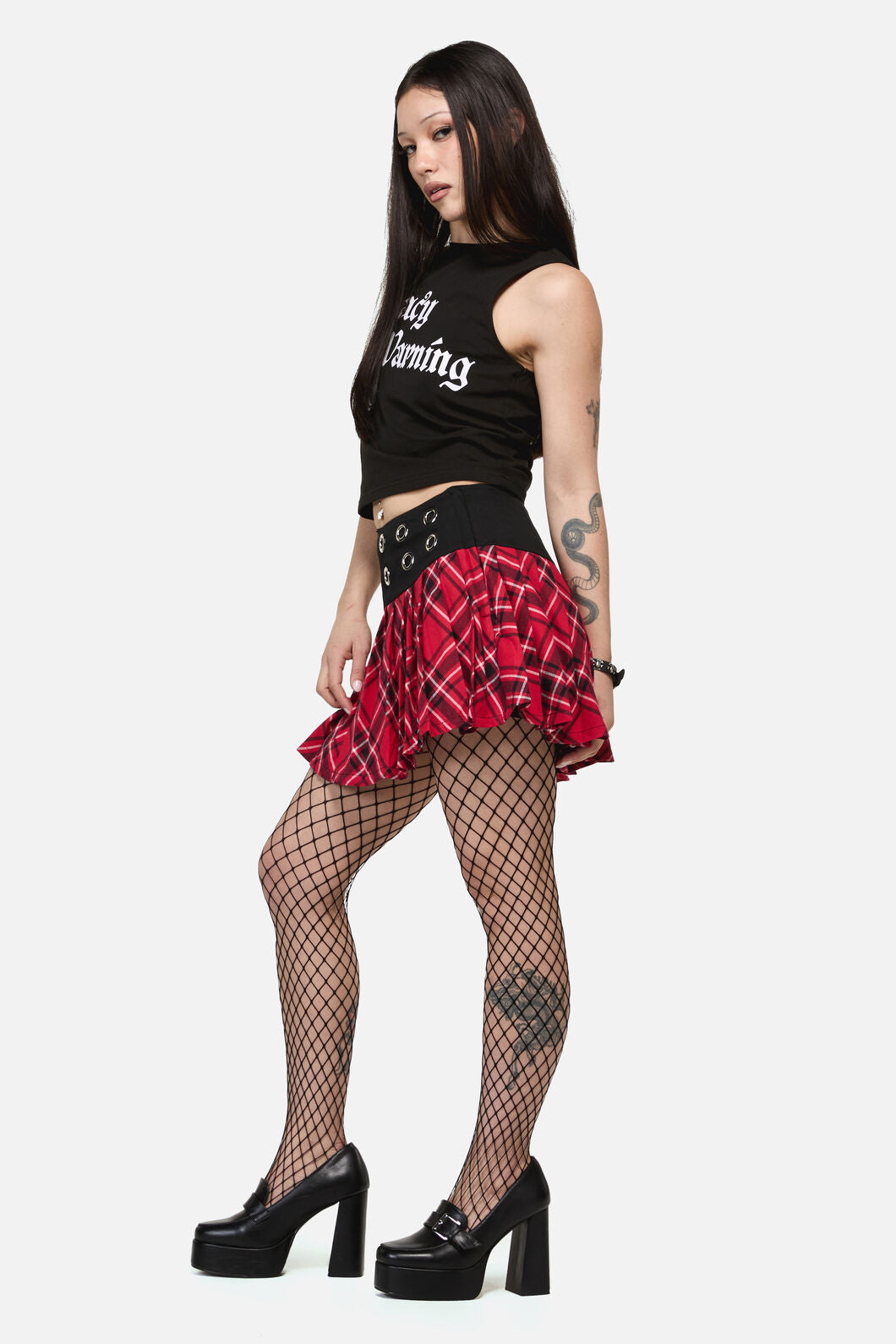 Dangerfield - Piracy Punk Tartan Mini Skort - red