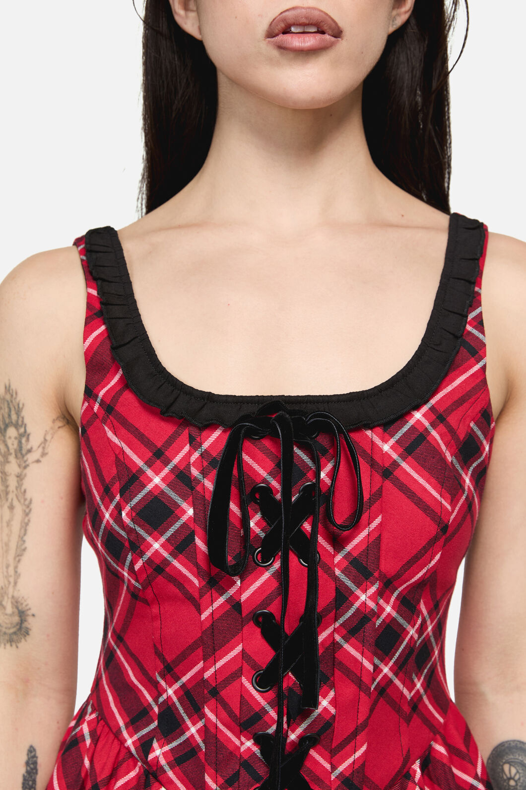 Dangerfield - Piracy Punk Tartan Midi Dress - red