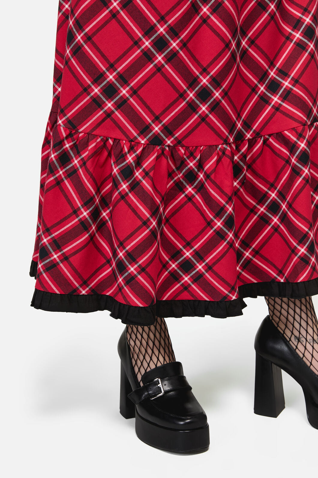 Dangerfield - Piracy Punk Tartan Midi Dress - red